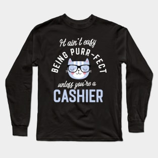 Cashier Cat Lover Gifts - It ain't easy being Purr Fect Long Sleeve T-Shirt